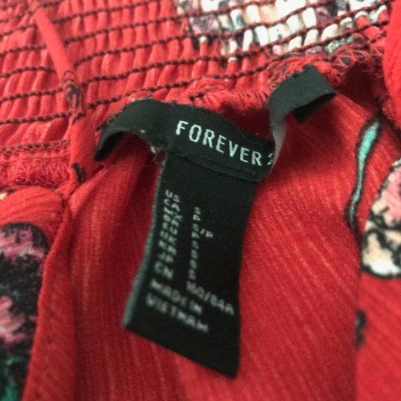 Forever 21 Red Floral Bow-tie Top - Picture 3 of 4